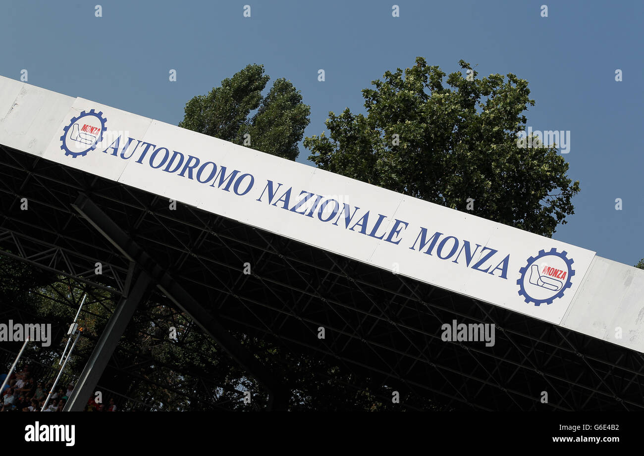 Gesamtansicht der Stände beim Großen Preis von Italien 2013 beim Autodromo di Monza in Monza, Italien. Stockfoto