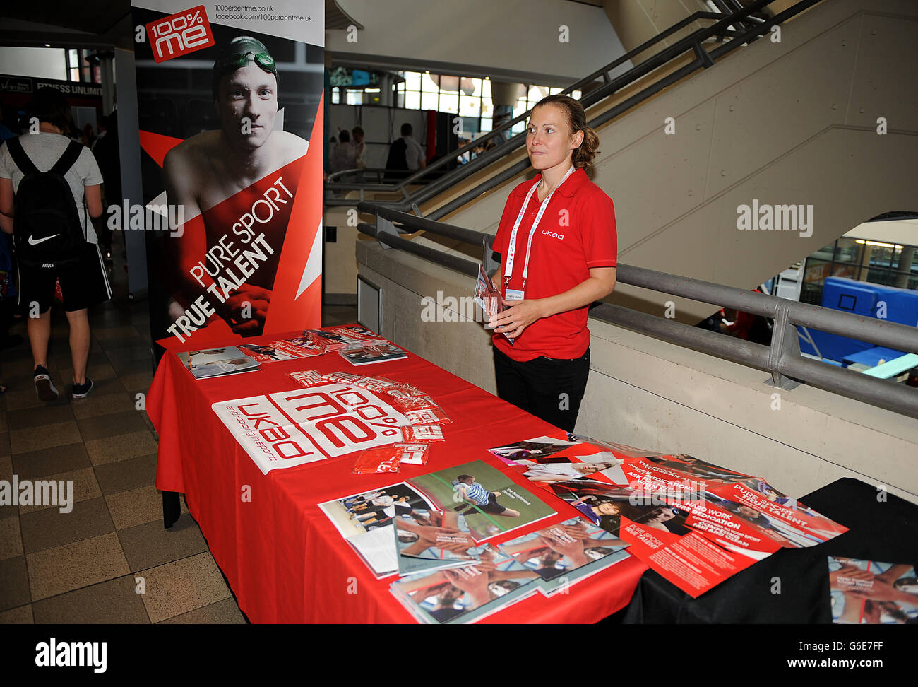 UK Anti Doping Stand am vierten Tag der Sainsbury's 2013 School Games in Ponds Forge, Sheffield. DRÜCKEN Sie VERBANDSFOTO. Bilddatum: Sonntag, 15. September 2013. Bildnachweis sollte lauten: Tony Marshall / PA Wire Stockfoto