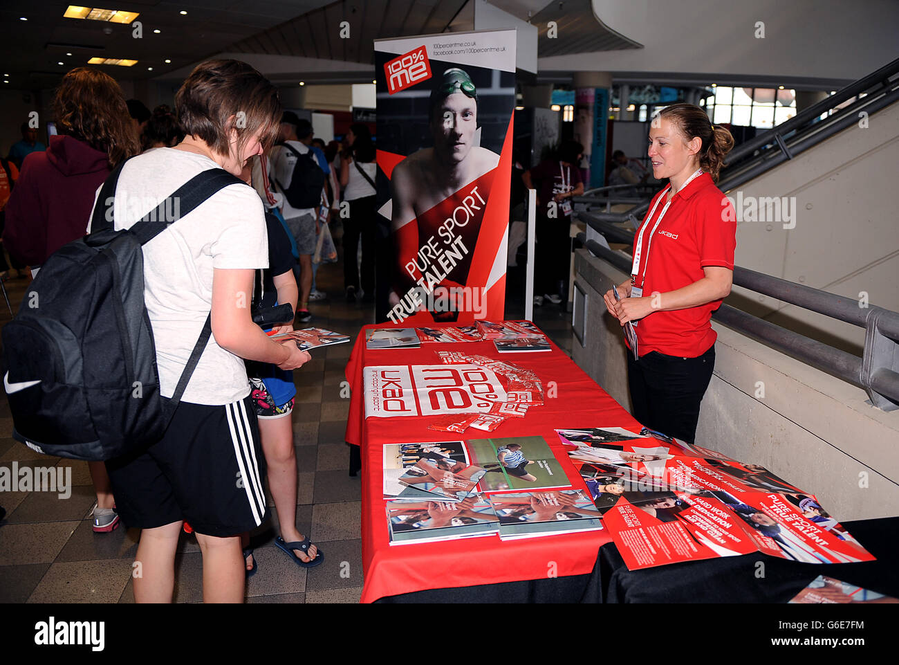 UK Anti Doping Stand am vierten Tag der Sainsbury's 2013 School Games in Ponds Forge, Sheffield. DRÜCKEN Sie VERBANDSFOTO. Bilddatum: Sonntag, 15. September 2013. Bildnachweis sollte lauten: Tony Marshall / PA Wire Stockfoto