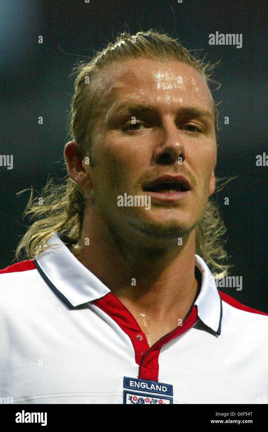 England V Kroatien Beckham Kopf geschossen Stockfoto