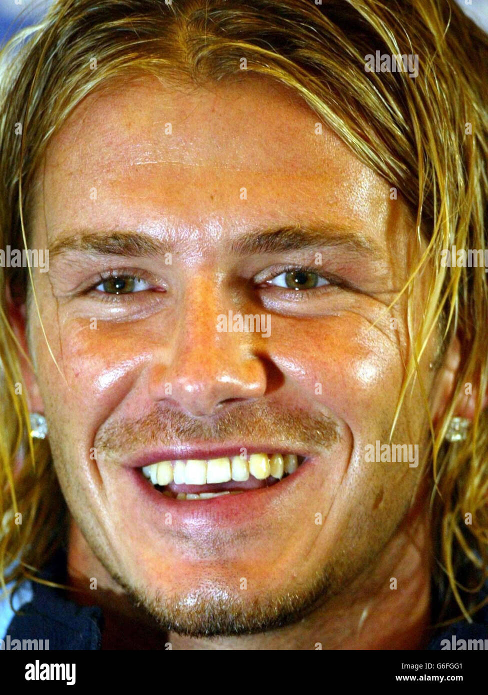 David Beckham bei einer Pressekonferenz im Five Lakes Hotel bei Maldon, Essex, vor dem Freundschaftsspiel gegen Kroatien. Stockfoto