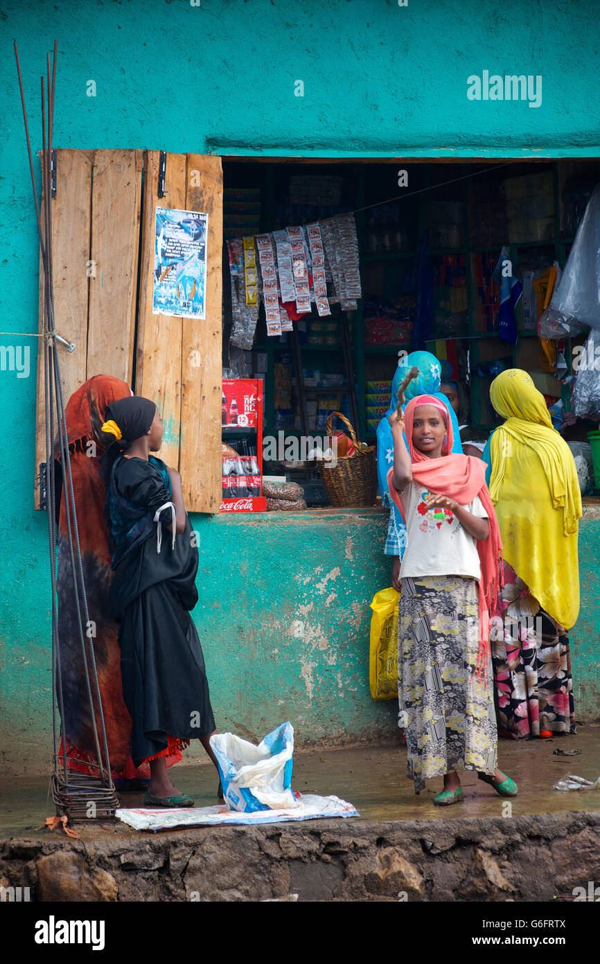 Am Straßenrand Shop, Oromia-Region in der Nähe von Diwe Dawa, Äthiopien Stockfoto