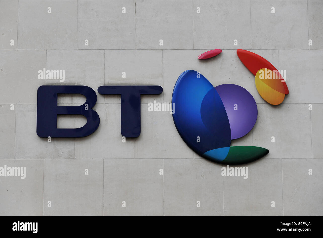 Eine allgemeine Ansicht des Zeichens am Hauptsitz von BT, dem BT Centre, in der Newgate Street, im Zentrum von London. Stockfoto