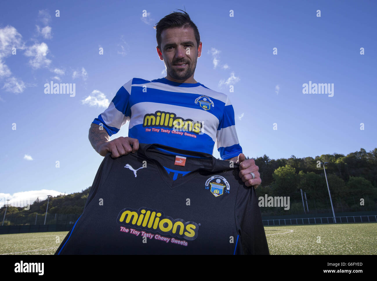 Fußball - Scottish League One - Greenock Morton enthüllen Nacho Novo - Port Glasgow Stockfoto