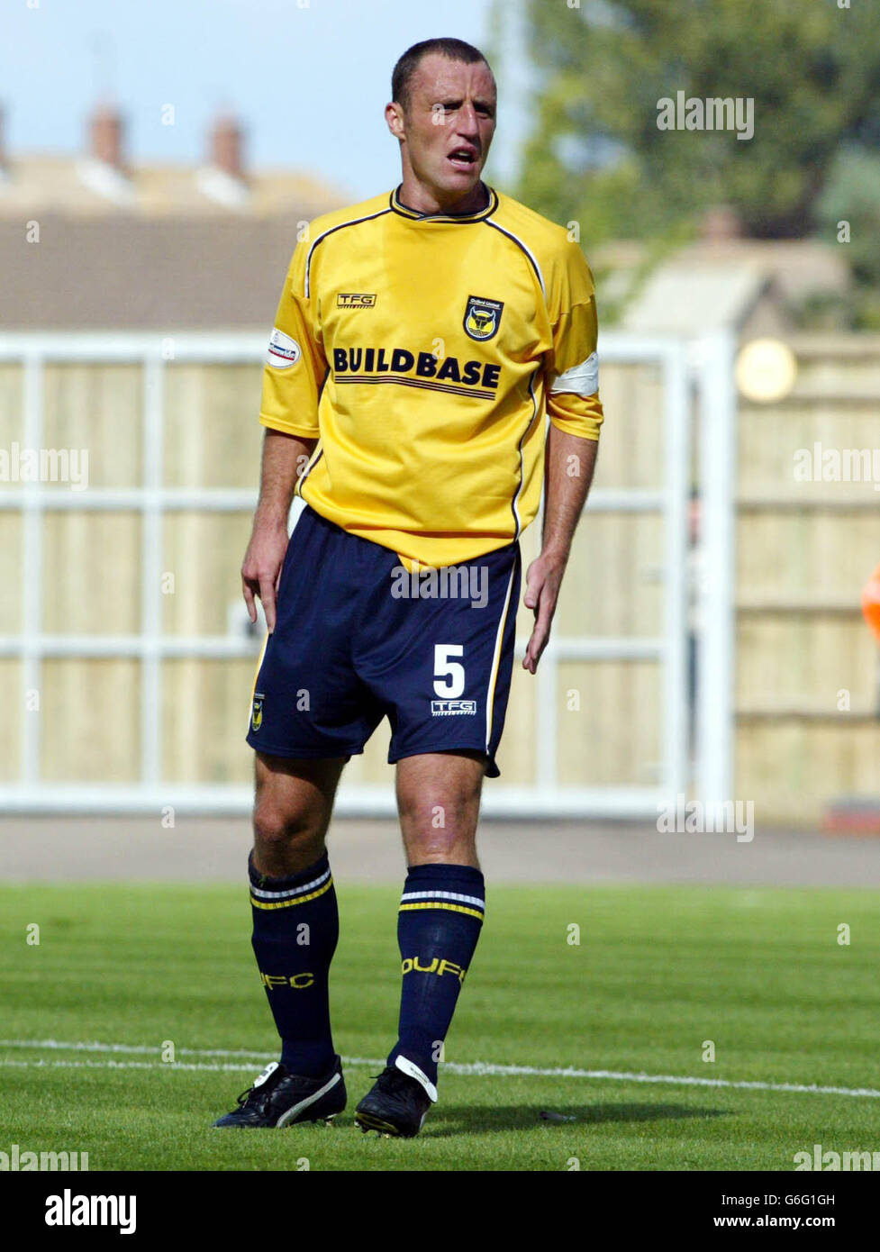 Andy Crosby von Oxford United im Einsatz gegen Southend United während ihres Nationwide Division Three Spiels im Manor Ground, Headington, Oxford. (Endergebnis 2-0). KEINE INOFFIZIELLE CLUB-WEBSITE. Stockfoto