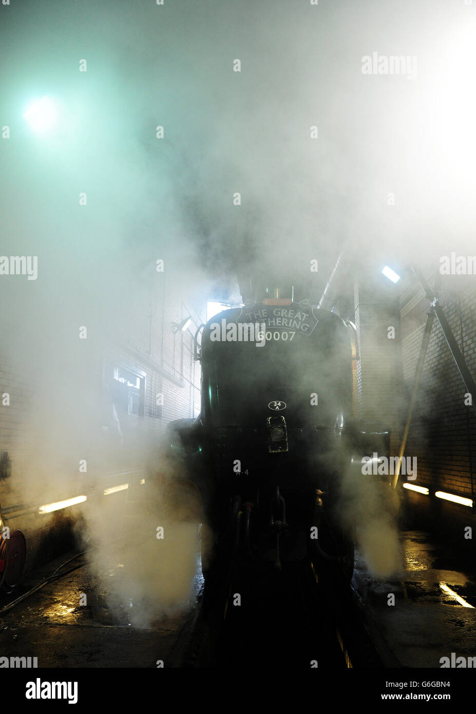 Der Sir Nigel Gresley kommt zum Autumn Great Gathering im National Railway Museum, York. Stockfoto