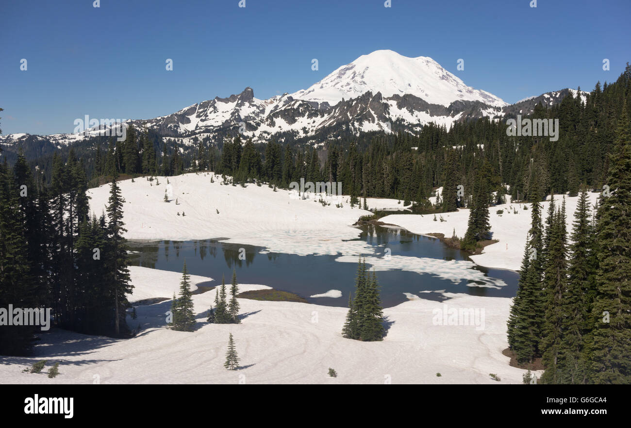 Tipsoo See Naches Peak Schleife Mt Rainier Cascade Mountain Range Stockfoto