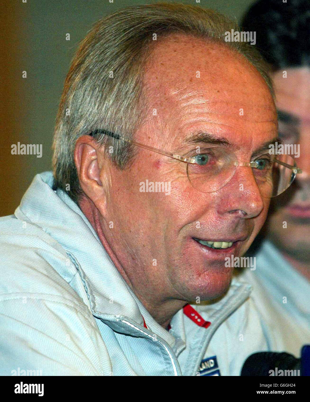 England-Pressekonferenz Stockfoto