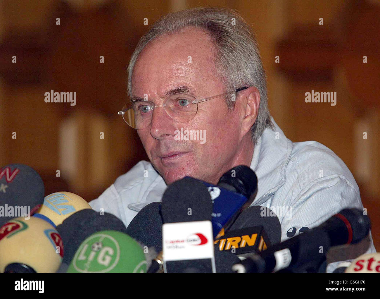 England-Cheftrainer Sven Goran Eriksson bei einer Pressekonferenz im Carlton Ritz Hotel in Istanbul, Türkei. Stockfoto
