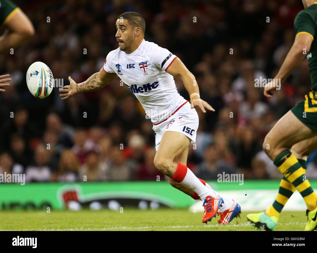 Rugby League - Weltmeisterschaft 2013 - Gruppe A - England gegen Australien - Millennium Stadium. Rangi Chase, England Stockfoto