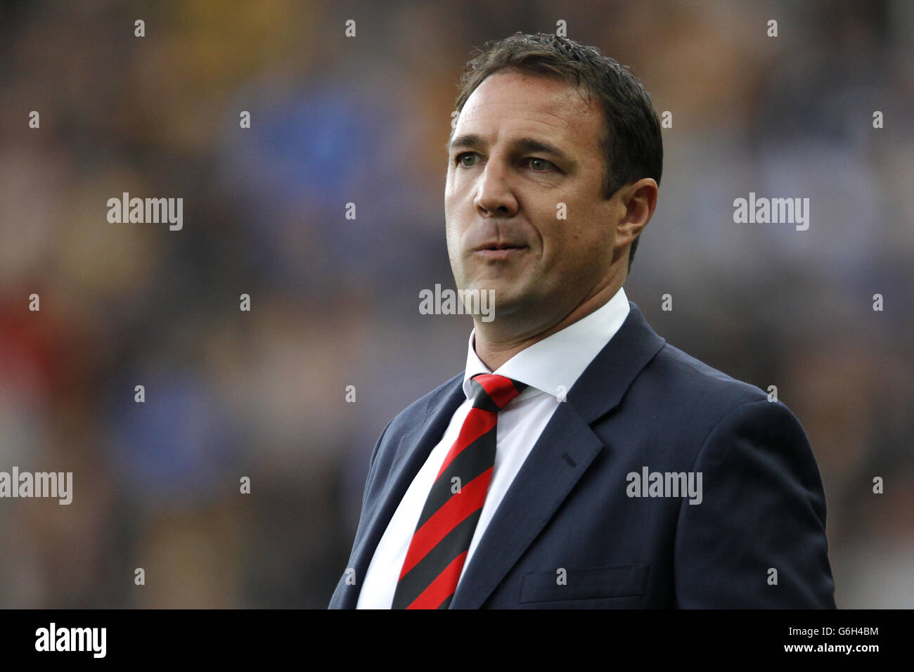 Fußball - Barclays Premier League - Hull City / Cardiff City - KC Stadium. Malky Mackay, Manager von Cardiff City, steht an der Touchline Stockfoto