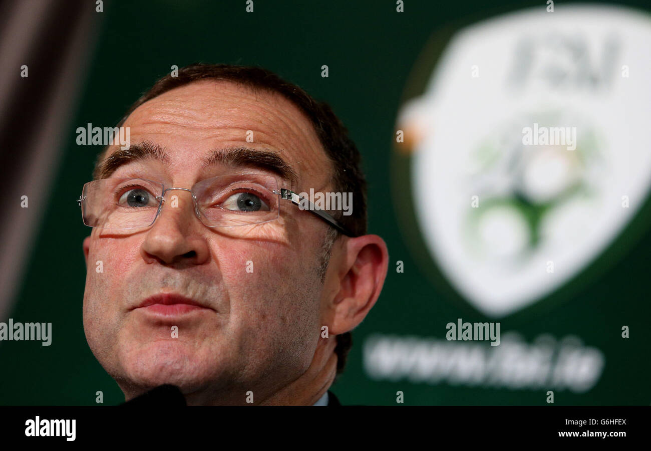 Martin O'Neill, Manager der neuen Republik Irland, während einer Pressekonferenz im Gibson Hotel, Dublin, Irland. Stockfoto