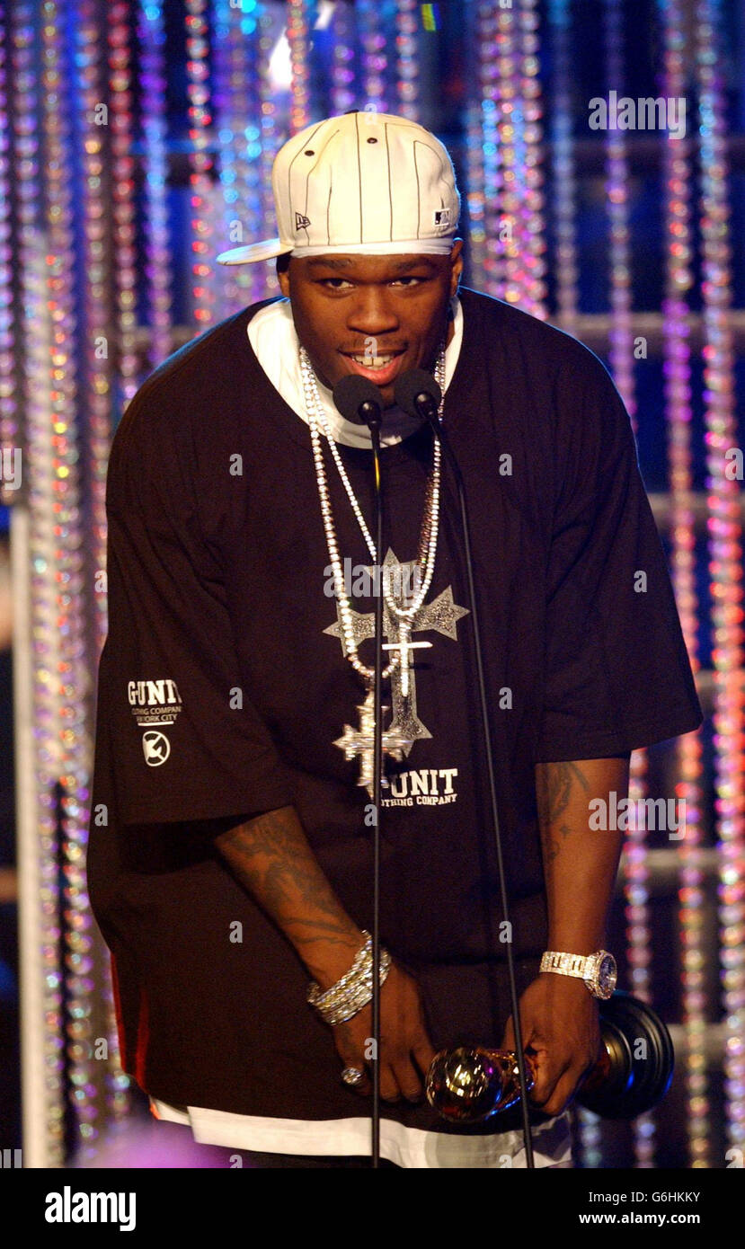 Sänger 50 Cent spielt live auf der Bühne während der 15. World Music Awards  im Monte Carlo Sporting Club in Monaco. Die jährlichen Auszeichnungen  werden unter der königlichen Schirmherrschaft von Prinz Albert