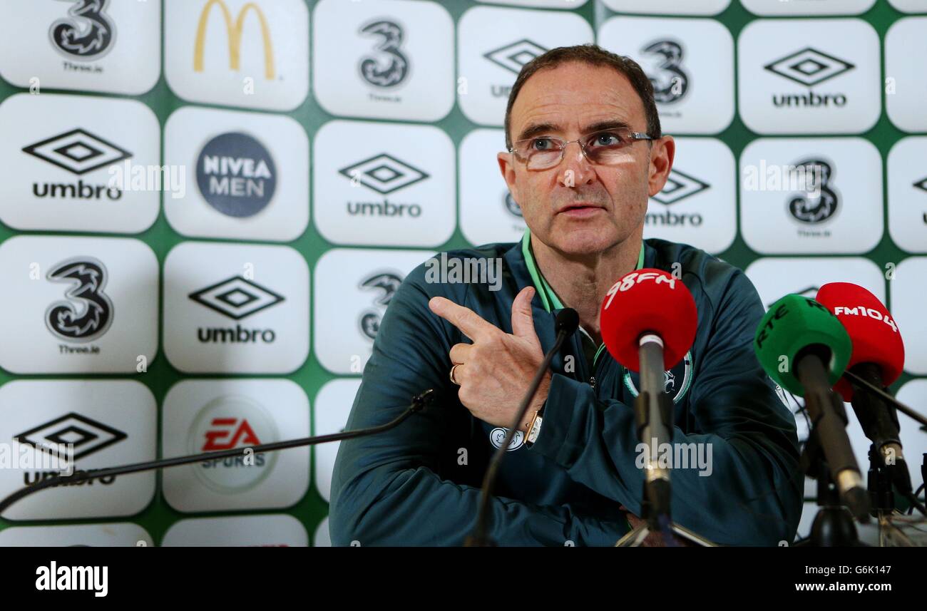 Fußball - Internationale Freundschaften - Republik Irland - Lettland - Republik Irland Trainings- und Pressekonferenz - Aviva St... Der Manager der Republik Irland, Martin O'Neill, während der Pressekonferenz im Aviva Stadium, Dublin, Irland. Stockfoto