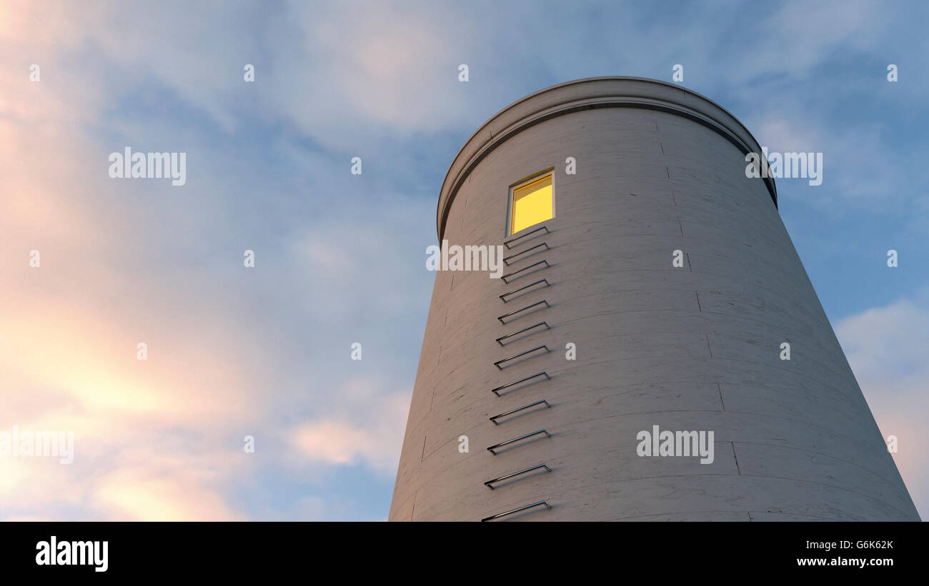 Turm mit beleuchteten Fenster, 3D rendering Stockfoto