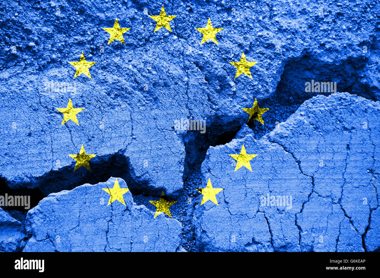 Flagge der Europäischen Union auf rissige Hintergrund Stockfoto