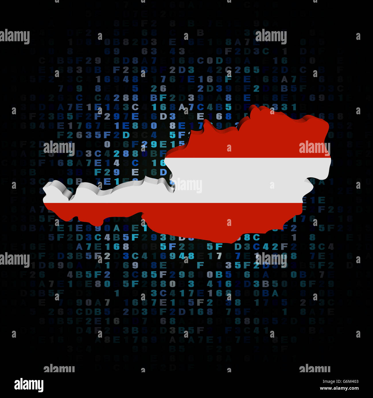 Österreich Karte Flagge auf hex-Code illustration Stockfoto