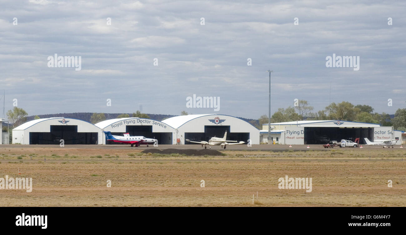 Eine Station des fliegenden Arztes am Flughafen Alice Springs, Australien Stockfoto