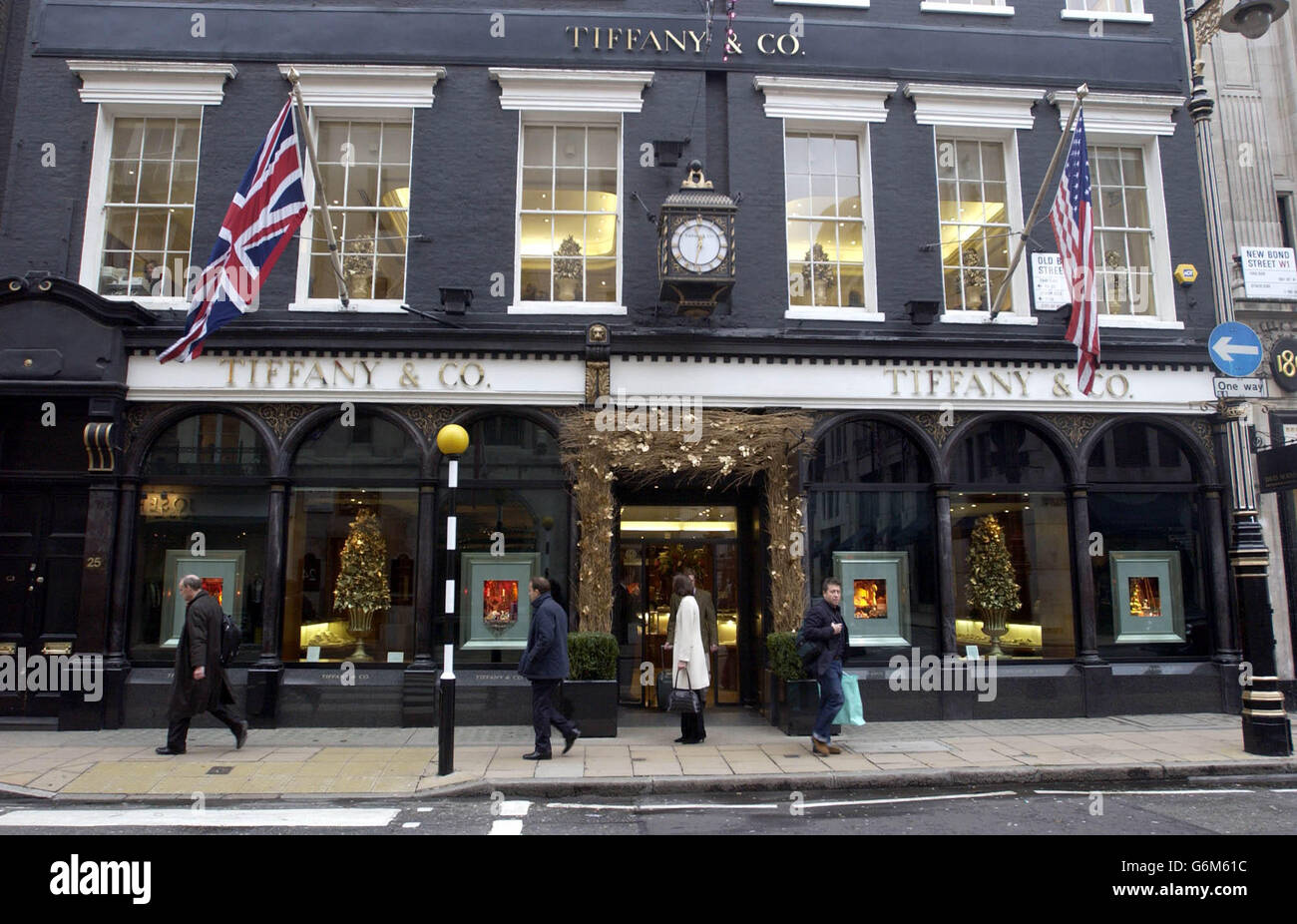 Die Vorderseite des Tiffany Store in der Bond Street, London. Stockfoto