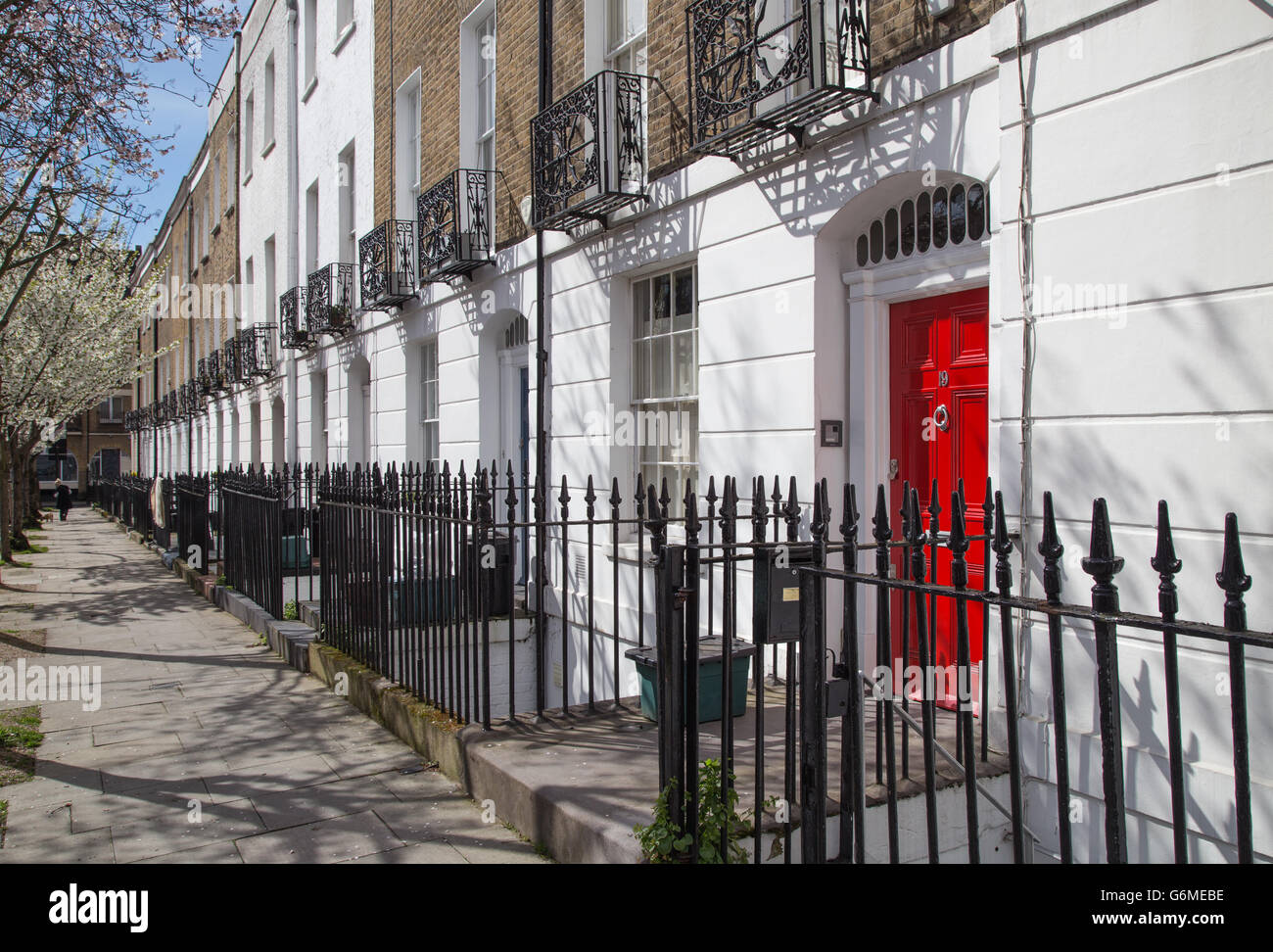 Georgische Reihenhaus Fronten auf College-Kreuz in Islington, North London, UK Stockfoto