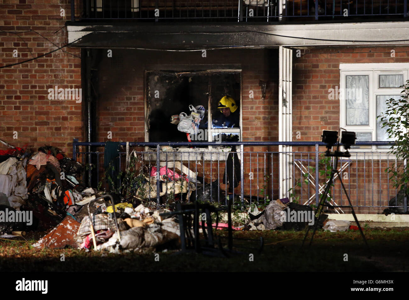 Feuer in Chiswick Stockfoto