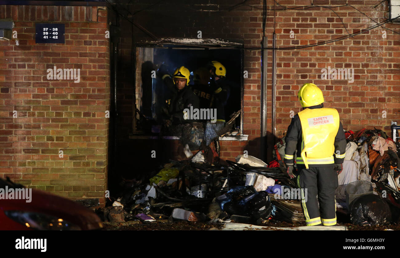 Feuer in Chiswick Stockfoto