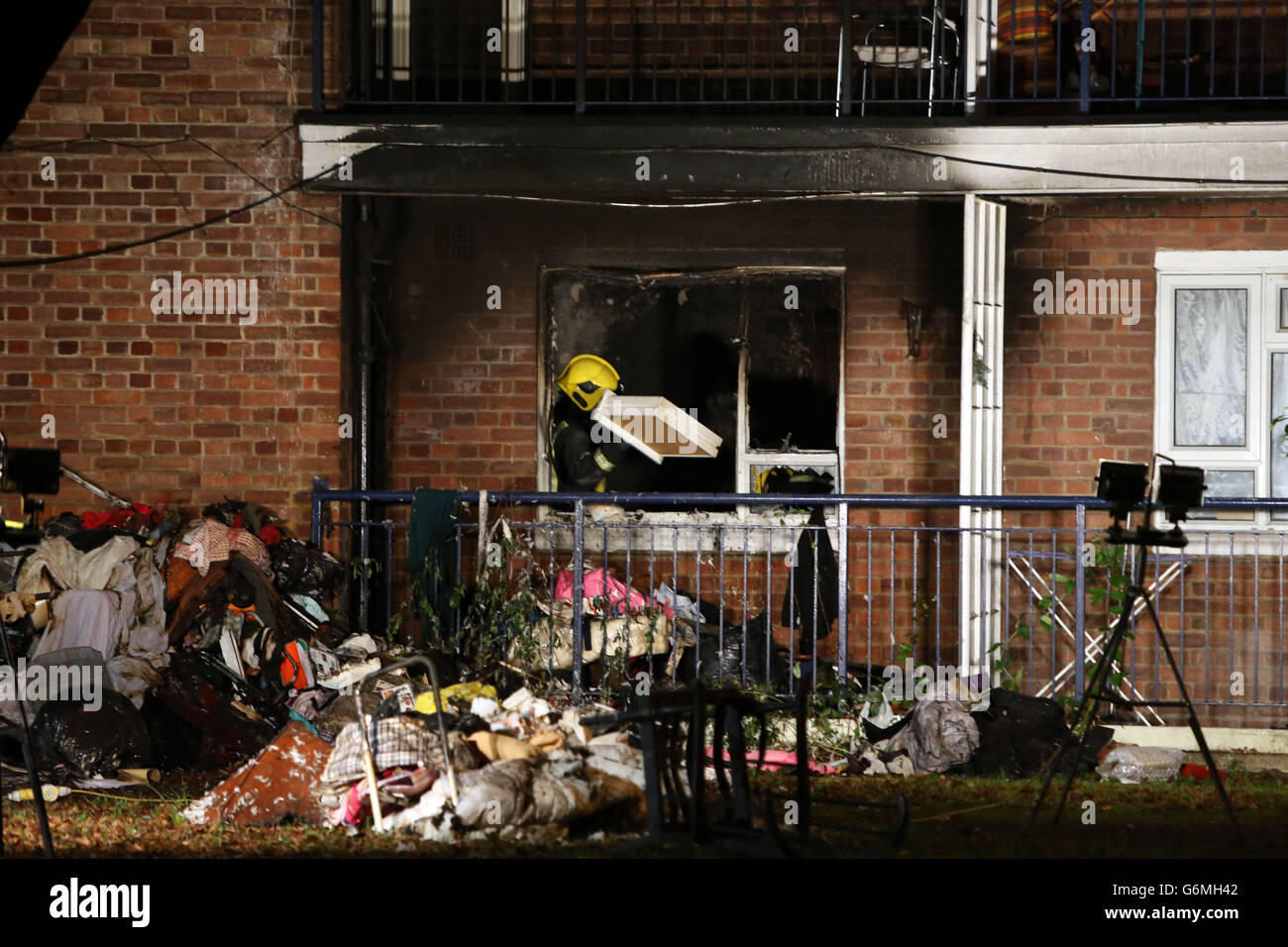 Feuer in Chiswick Stockfoto