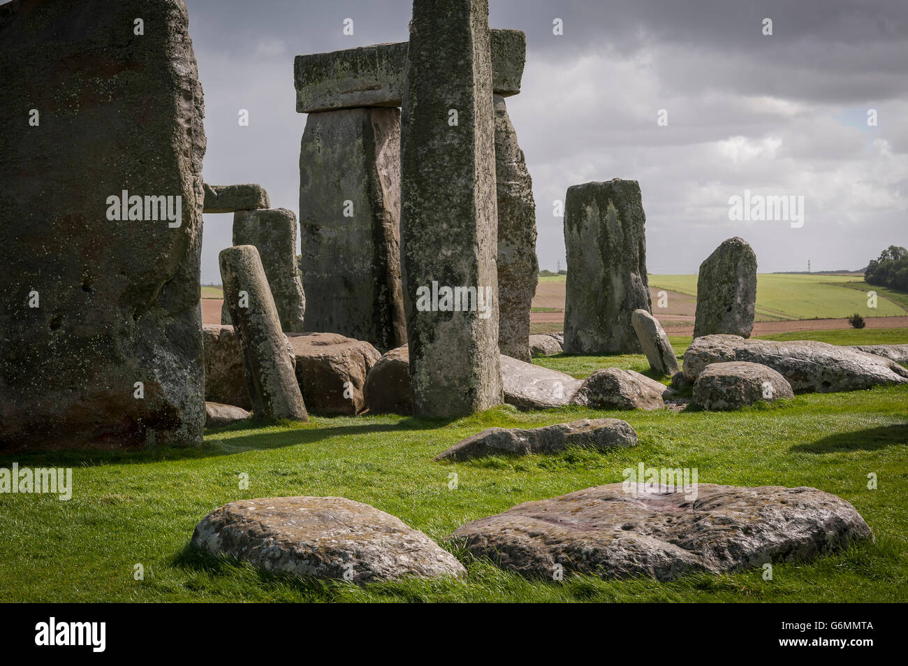 Prähistorischer Steinkreis Stonehenge in Wiltshire, Großbritannien Stockfoto