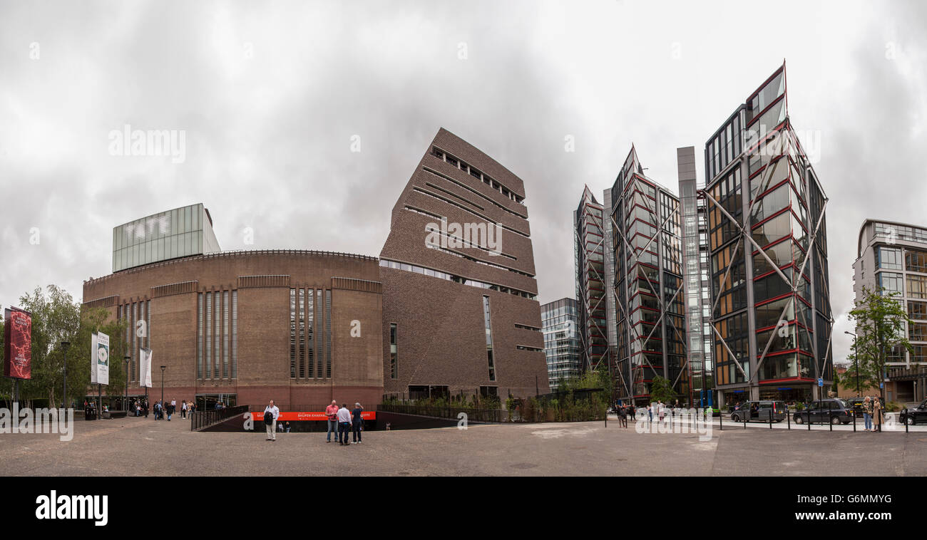 Tate Modern Art Gallery und das neu eröffnete Verlängerung in Bankside, London, UK Stockfoto