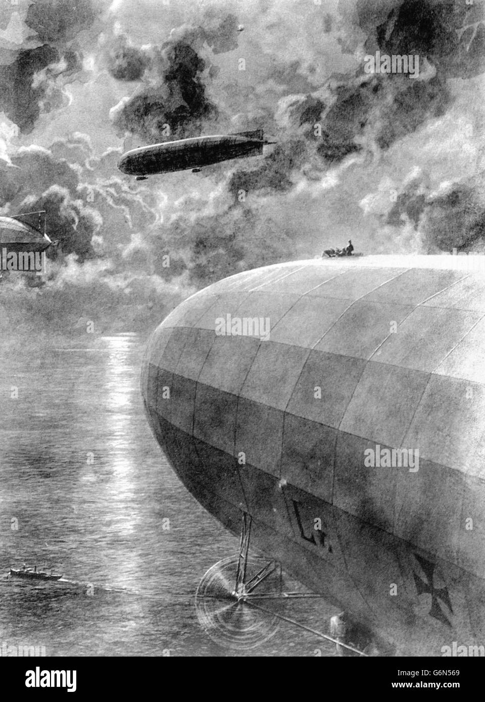 19. Januar - an diesem Tag in der Geschichte - 1915 an diesem Tag im Jahr 1915 fordert der erste deutsche Luftschiffangriff auf dem Festland Großbritanniens 4 Menschenleben. Stockfoto