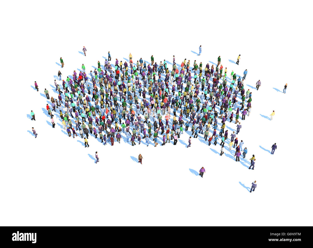 Große Gruppe von Menschen bilden eine Rede Blase Symbol - 3D-Illustration Stockfoto