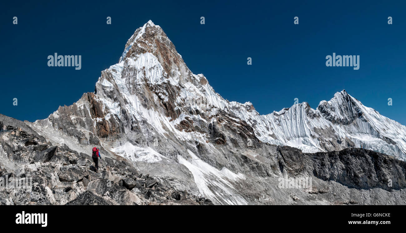 Nepal, Himalaya, Solo Khumbu, Everest Region Ama Dablam, Bergsteiger Stockfoto