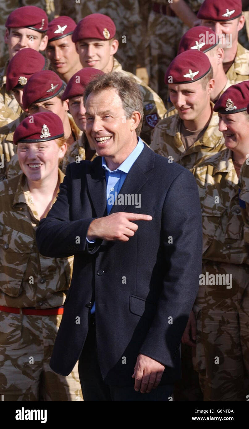 Tony Blair besucht Basra Stockfoto