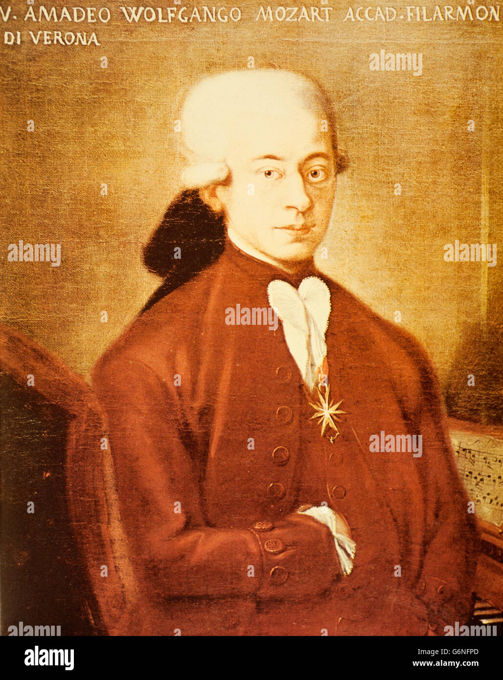 Wolfgang Amadeus Mozart, Taufnamen Joannes Chrysostomus Wolfgangus Theophilus Mozart (Salzburg, 27. Januar 1756 - Wien, 5. Dezember 1791), war Komponist, Pianist, Organist, Geiger und Cembalist österreichischen Stockfoto