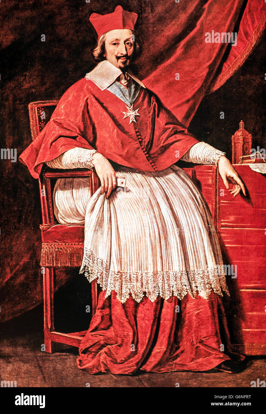 Porträt von Armand Jean du Plessis de Richelieu - Philippe de Champagne-1636 - Museè Condè Stockfoto
