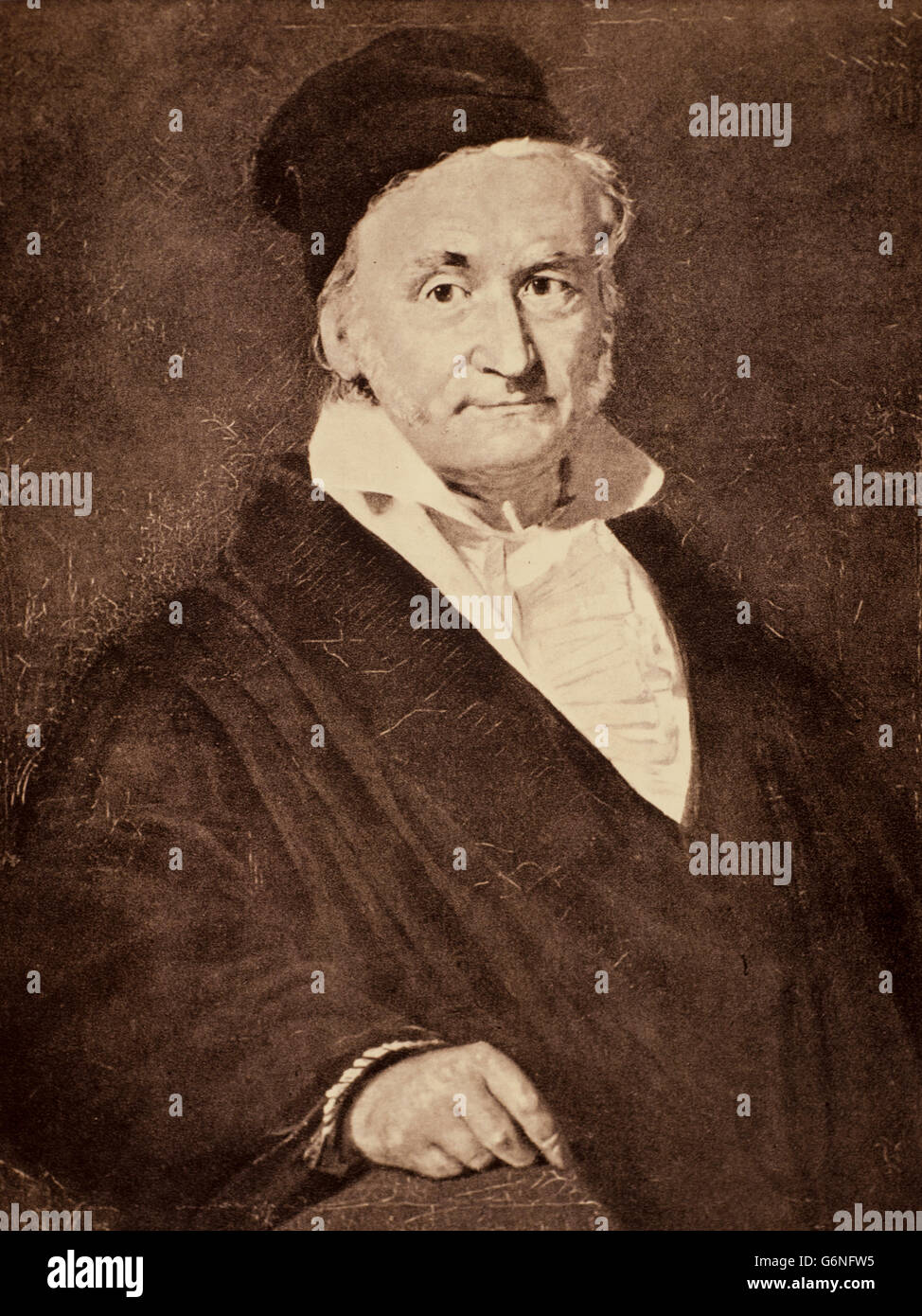 Johann Carl Friedrich Gauß (Braunschweig, 30. April 1777 - Göttingen, 23. Februar 1855) war ein Mathematiker, deutscher Astronom und Physiker, Stockfoto