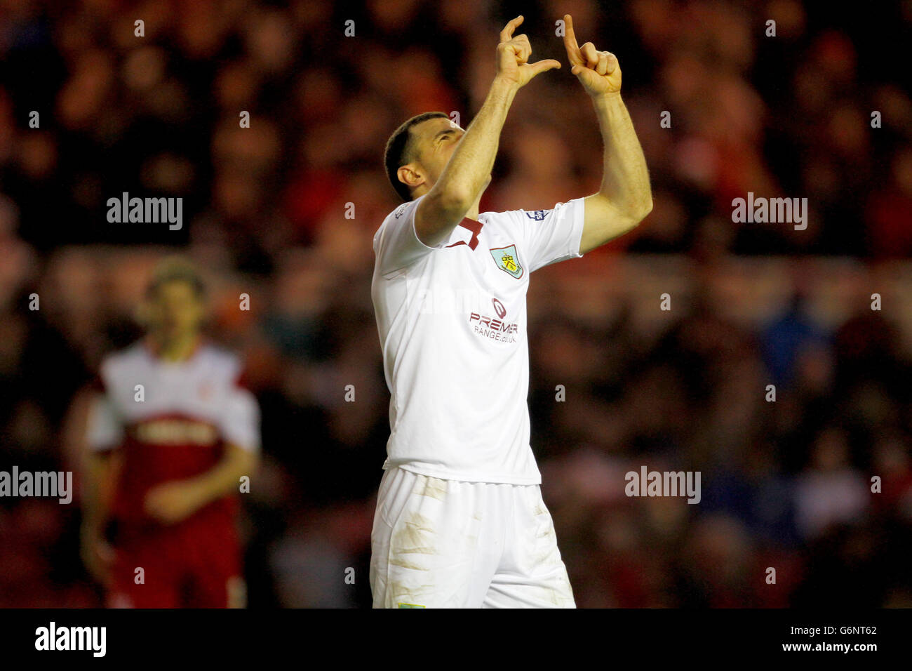 Fußball - Sky Bet Championship - Middlesbrough V Burnley - The Riverside Stadium. Burnleys Dean Marney rues seine verpasste zweite Halbzeit-Chance Stockfoto