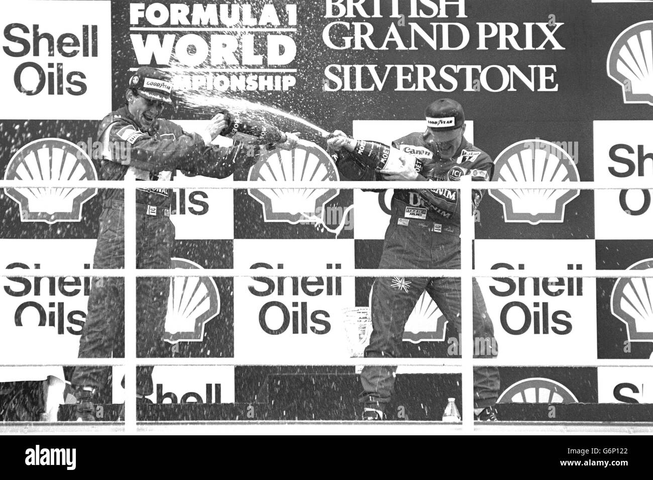 Motor Racing - British Grand Prix - Ayrton Senna und Nigel Mansell Stockfoto