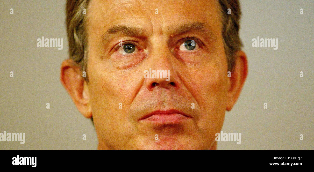Tony Blair monatlichen Pressekonferenz Stockfoto