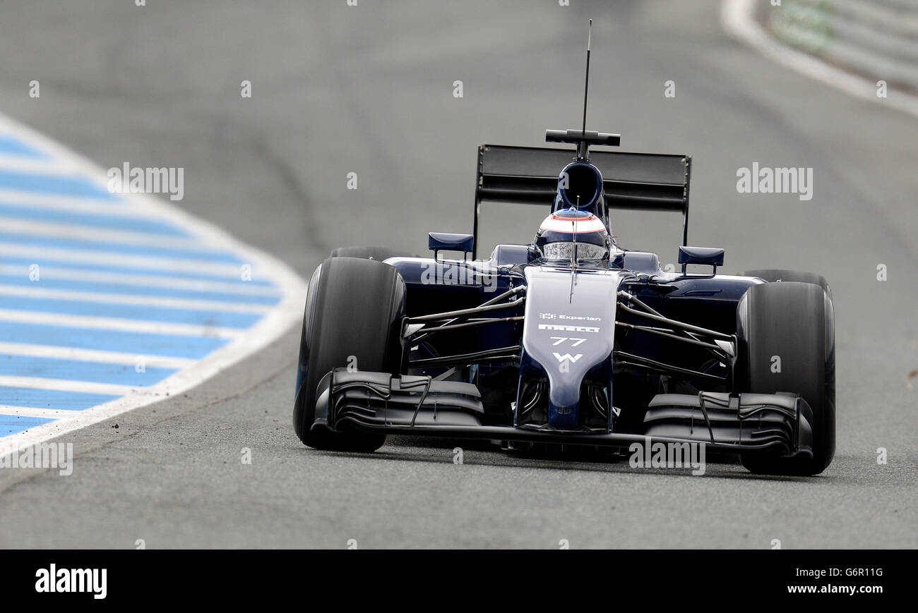 Williams-Pilot Valtteri Bottas, während der Formel 1-Prüfung 2014 auf dem Circuito de Jerez, Jerez, Spanien. Stockfoto