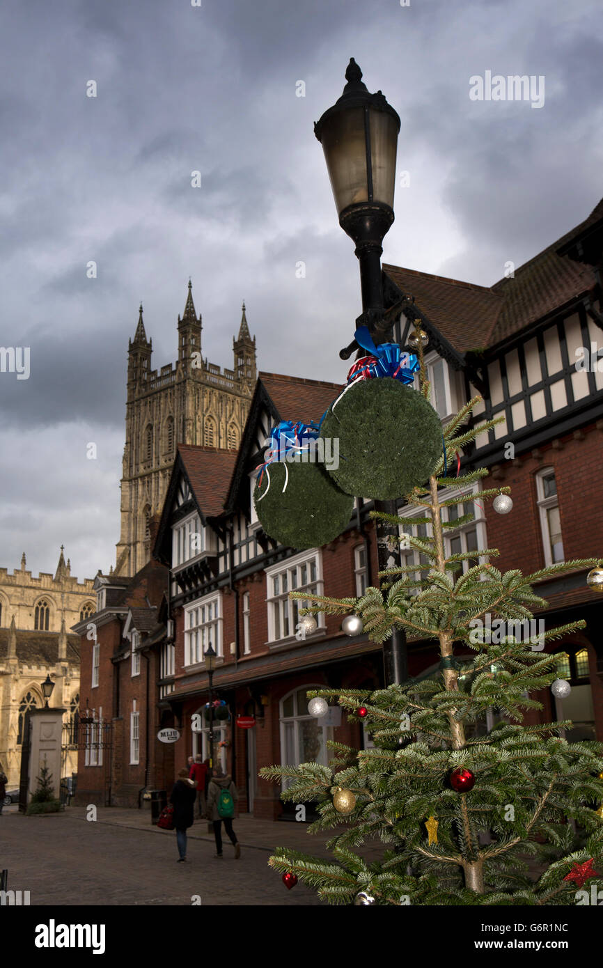 UK, Gloucestershire, Gloucester, College Street, Weihnachtsbaum Stockfoto