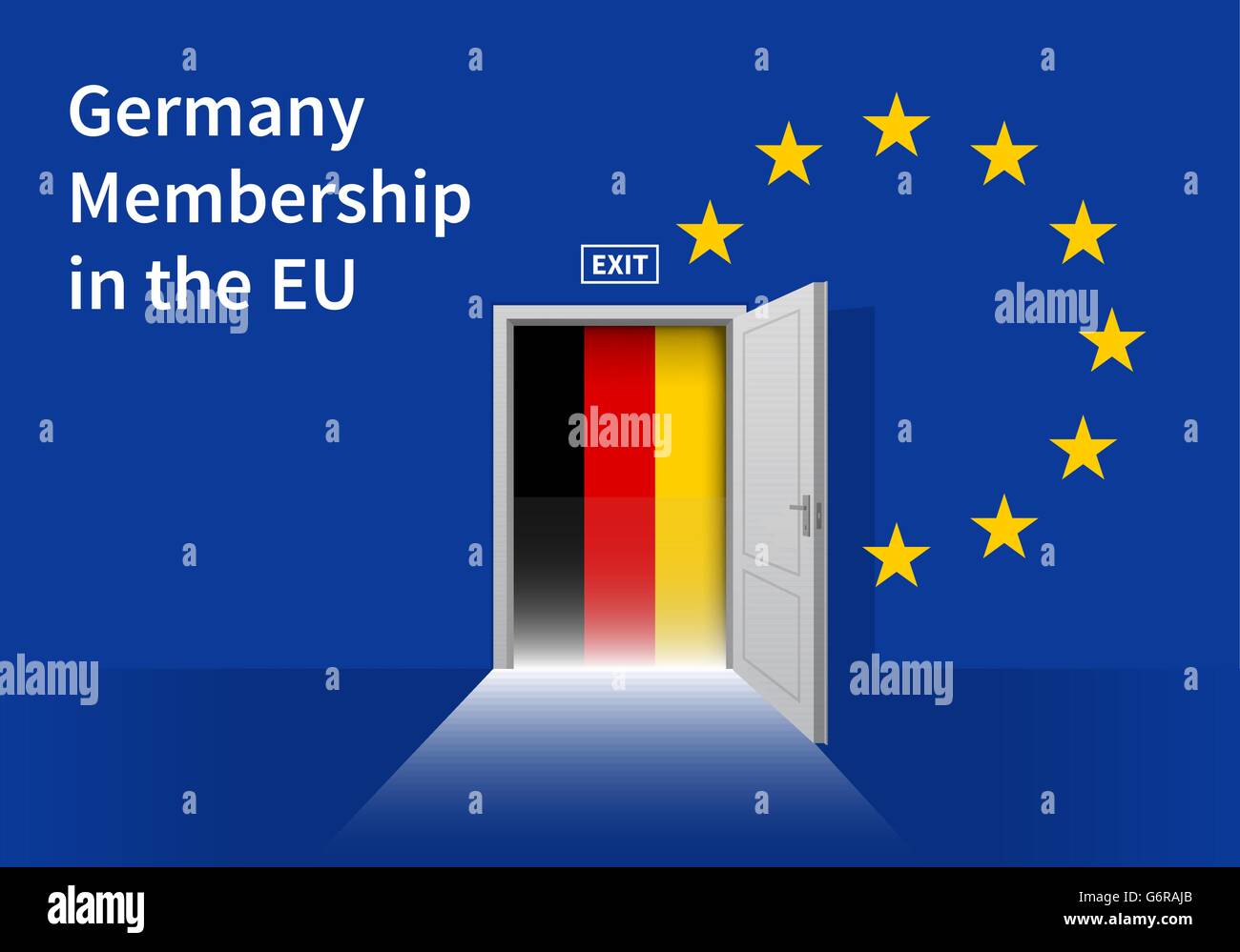 Europäischen Union Flag mit Deutschland Flagge Tür Wand. EU-Flagge. Stock Vektor