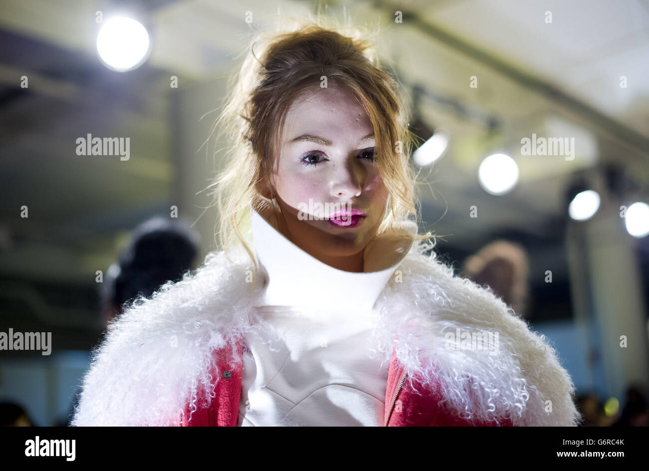 Models auf der Jerome Fashion Show, die im Rahmen der Mercedes Benz New York Fashion Week 2014 auf dem Chelsea Market in New York stattfand. Stockfoto