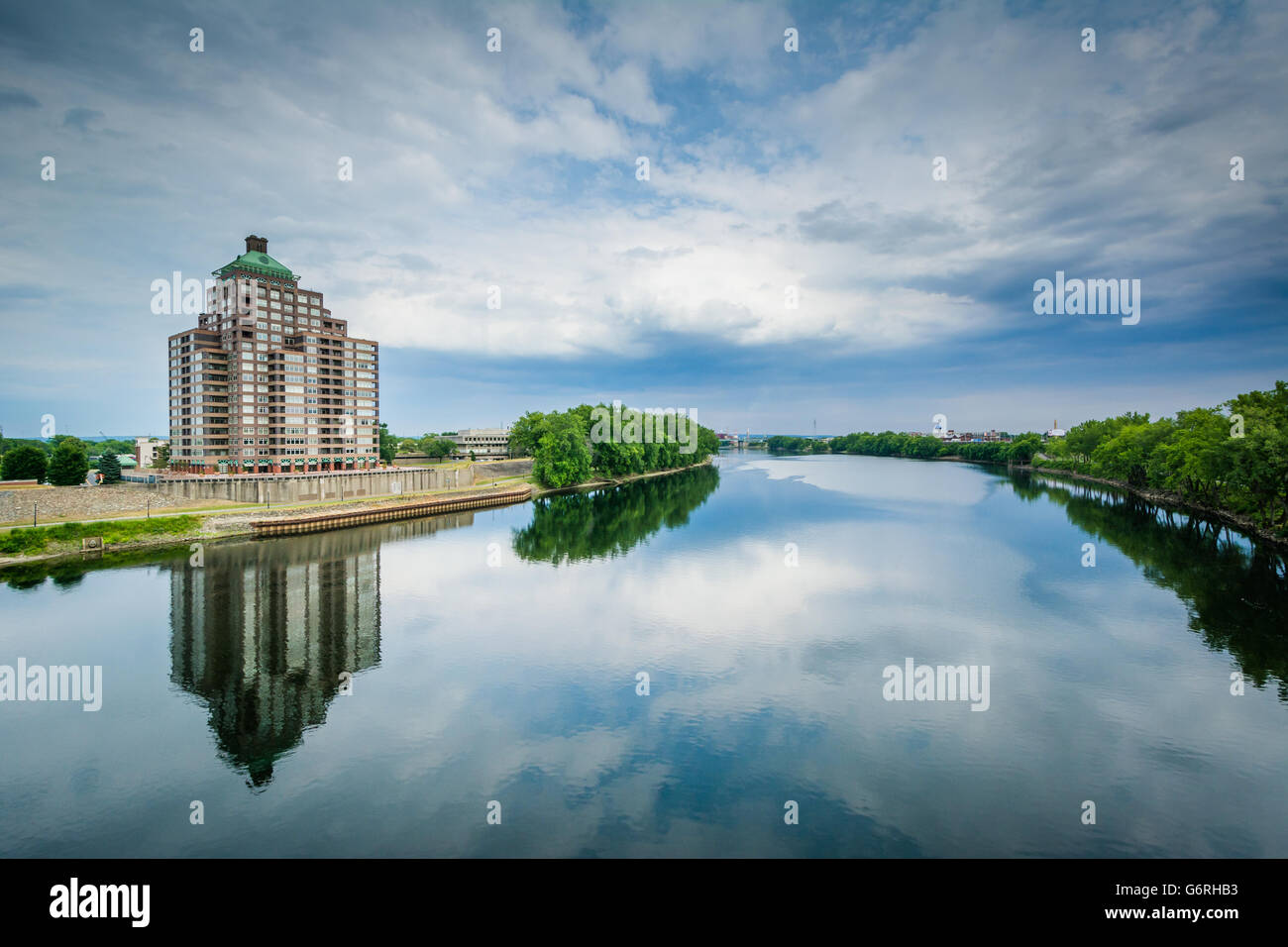 Der Connecticut River in Hartford, Connecticut. Stockfoto