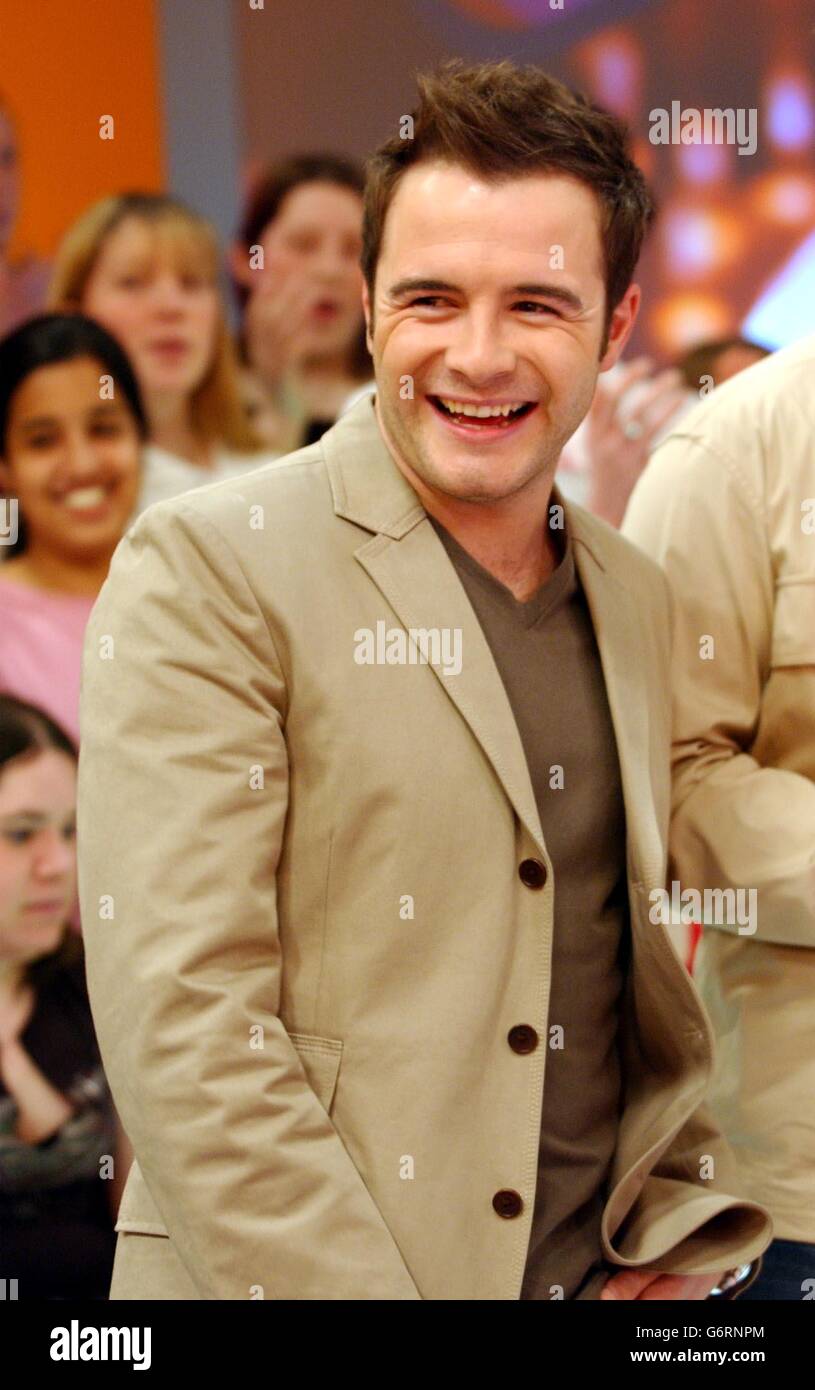 Shane Filan aus Westlife tritt bei der MTV TRL UK Show in den MTV Studios in Camden, Nord-London, auf. Stockfoto