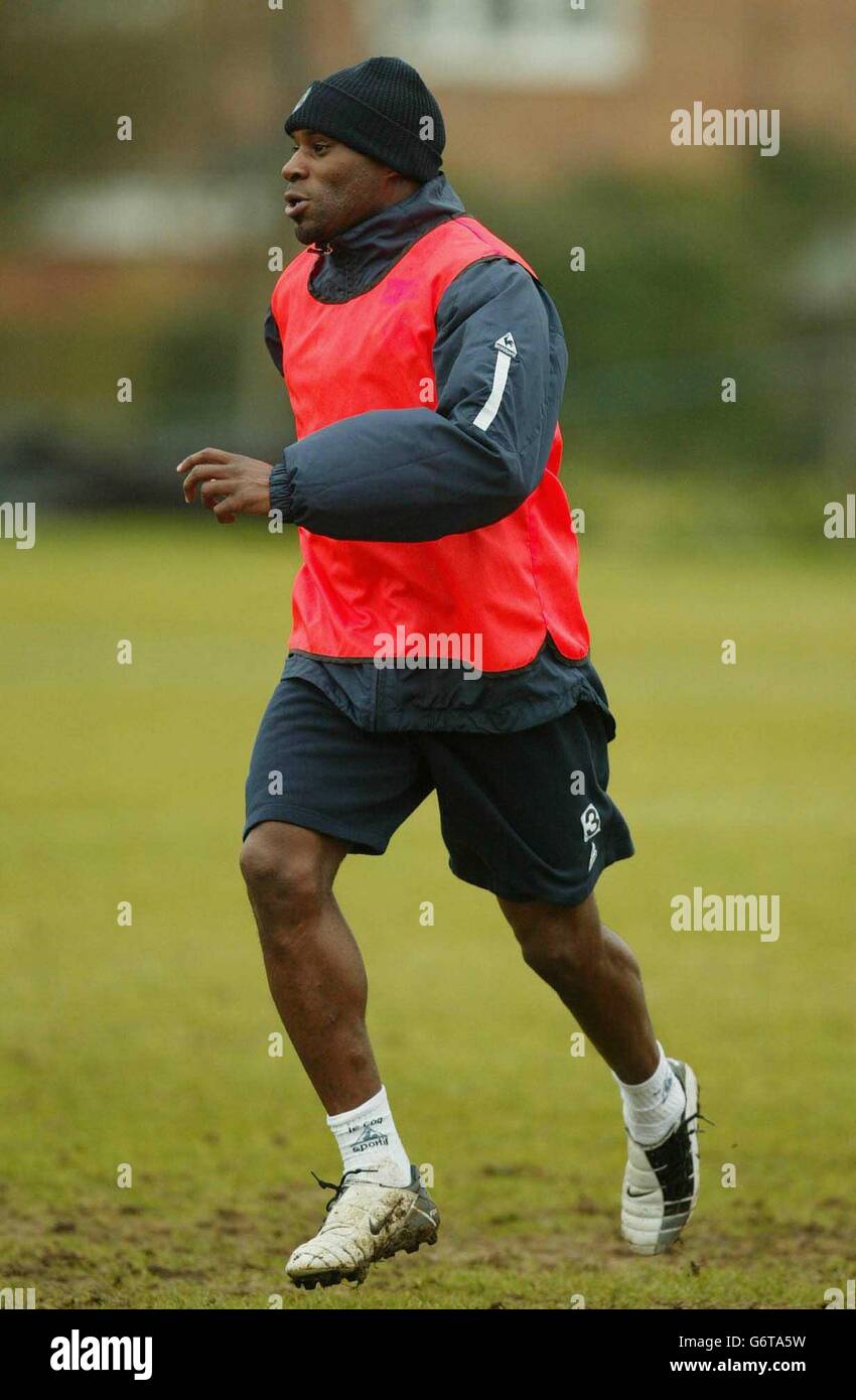 Frank Sinclair von Leicester City während des Trainings auf dem Trainingsgelände von Leicester City Belvoir. Stockfoto
