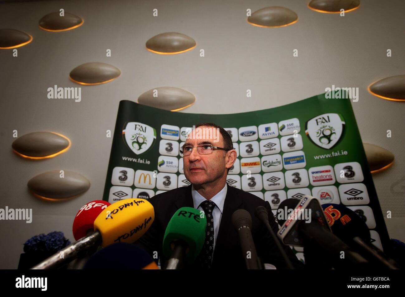 Martin O'Neill, Manager der Republik Irland, während der Pressekonferenz in Limerick County Hall, Irland. Stockfoto