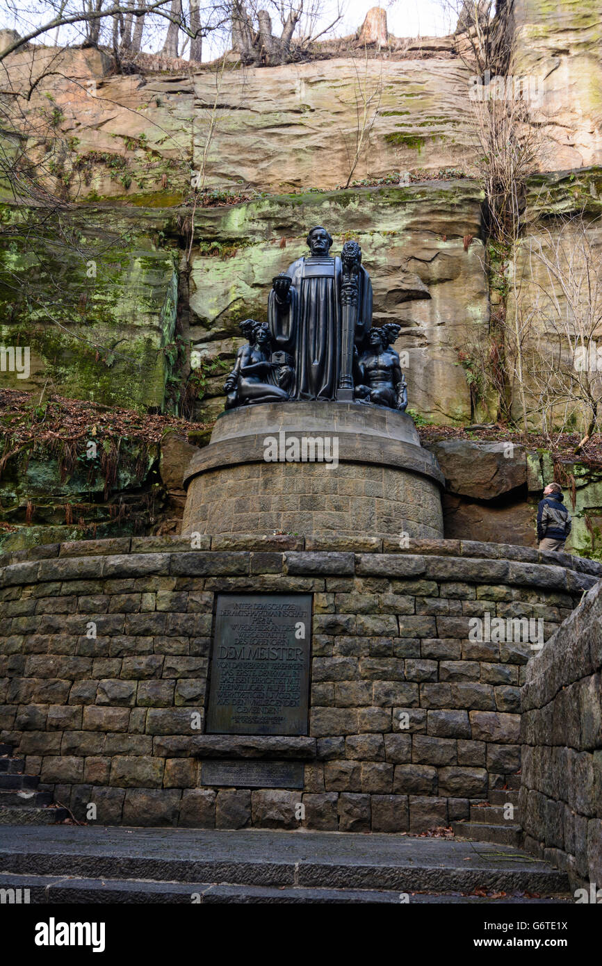 Richard Wagner-Denkmal an die ehemalige Lochmühle in Wesenitztal, Lohmen, Deutschland, Sachsen, Sachsen, Stockfoto