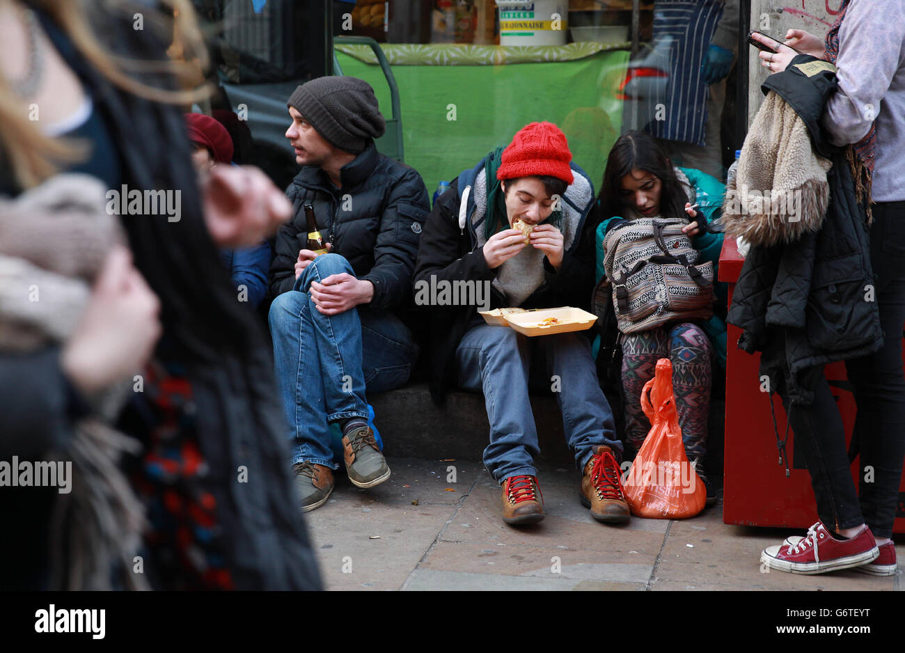 Brick Lane Restaurants - London - Lager Stockfoto