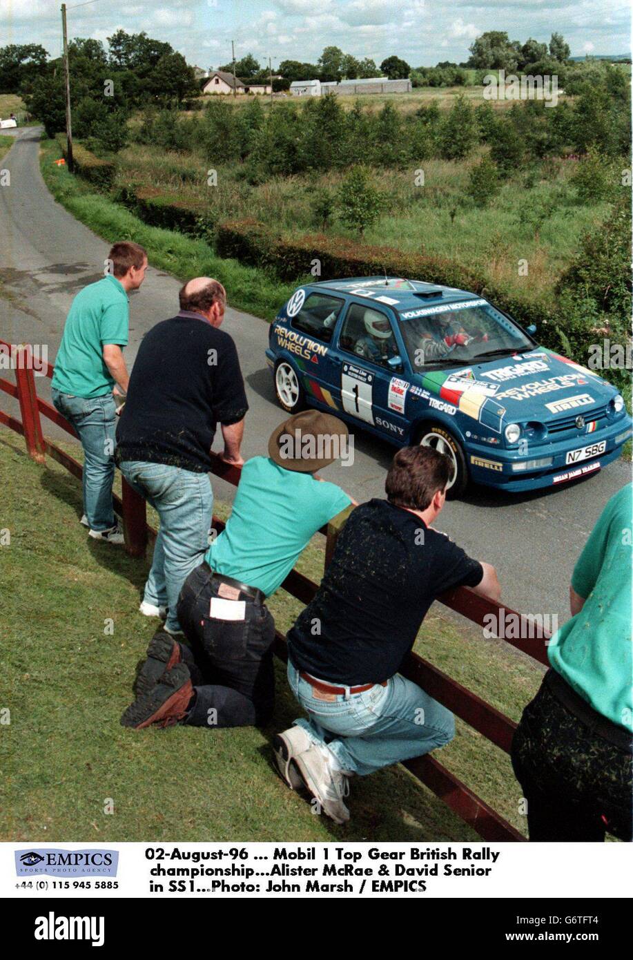 02-AUG-96 ... Mobil 1 Top Gear British Rally Championships ... Alister McRae und David Senior in SS1 Stockfoto
